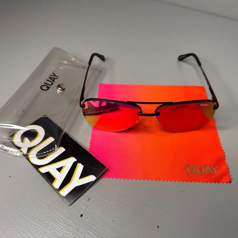 Quay Australia The Playa Frameless Aviator Sunglasses with Pink Mirrored Lenses